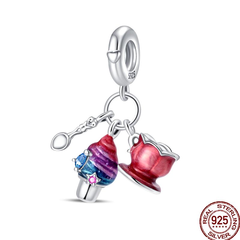 Copper Dessert Afternoon Tea Series Pink Zircon Sweets Playground Series Suitable Fit Pan Original Bracelet Diy