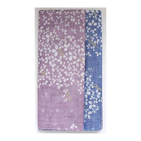 Shirayuki Yuzen Handkerchief - Hagi & Grape / Indigo - Large Size - Multi-purpose: Lap Blanket, Small Furoshiki, Stroller/Car Seat Cover, Sweat