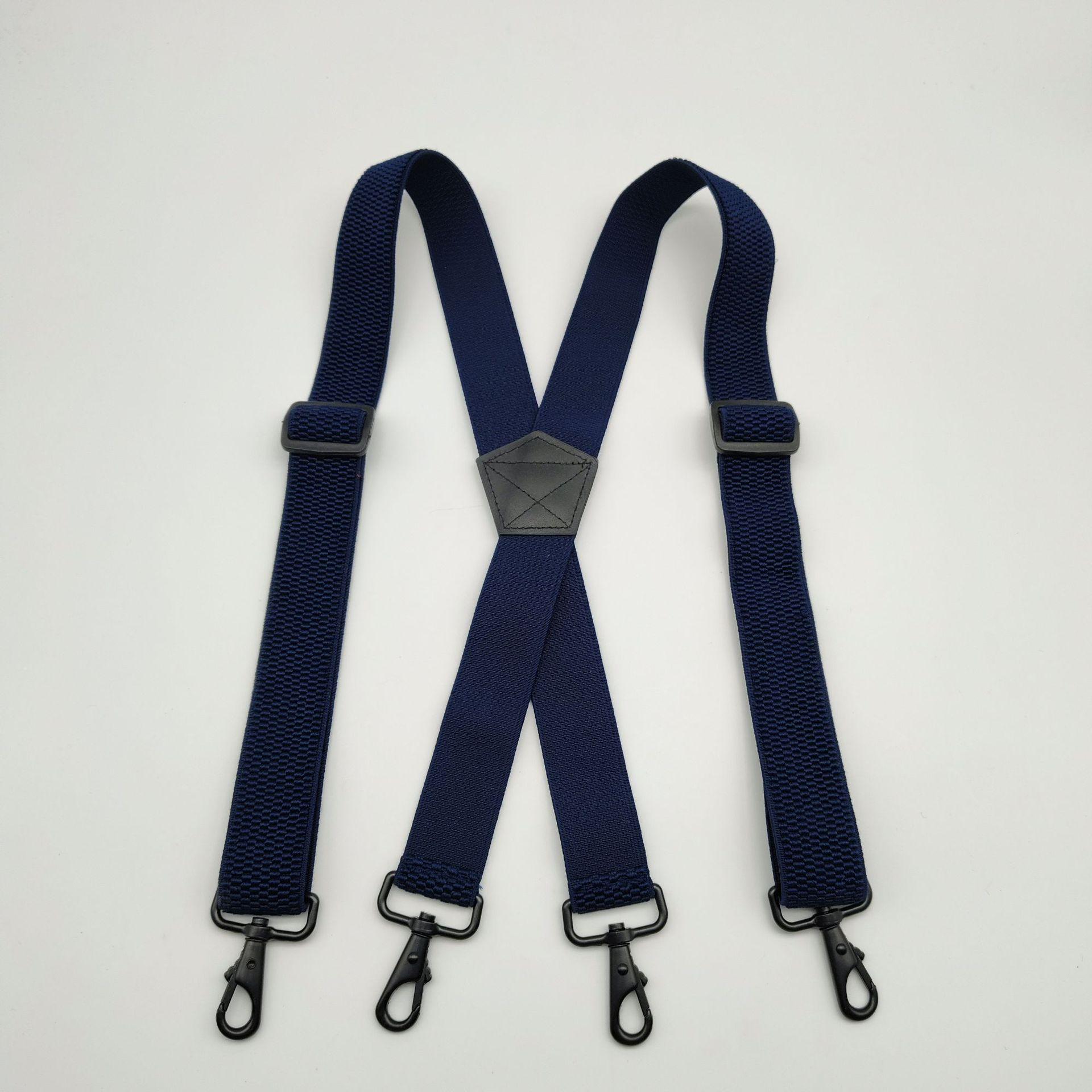 

Мужские эластичные подтяжки X-Type с 4 зажимами, 38 мм, черные, с крючком и пряжкой. темно-синий