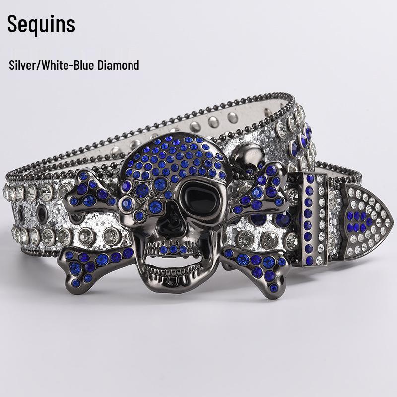 Cataramă de Curea Hip Hop cu Strasuri în Formă de Craniu - Stil Punk European și American