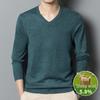 Herrstickad tröja med V-ringning - Höst, Långärmad, Flerfärgad, Enkel stil för medelålders och unga män