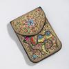 Bohemian Ethnic Shoulder Bag with Rice Beads, Shell Mobile Pocket, Floral PU Design, Women's Crossbody for Travel Photography.