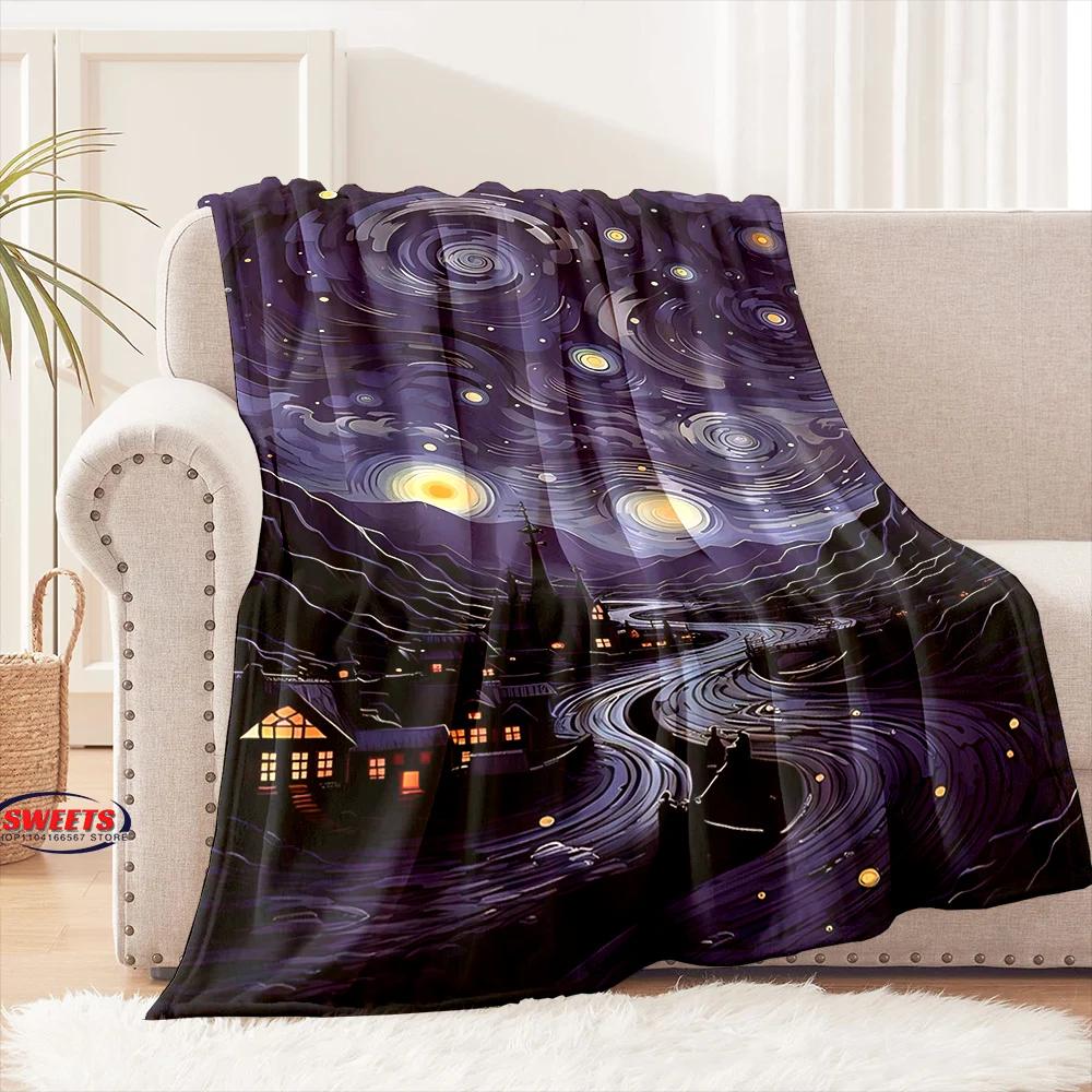 Comfortable and Soft Starry Sky Theme Blanket, Add Beauty To The Home, All Seasons, Home Office Can Be Used, Nap Camping Blanket