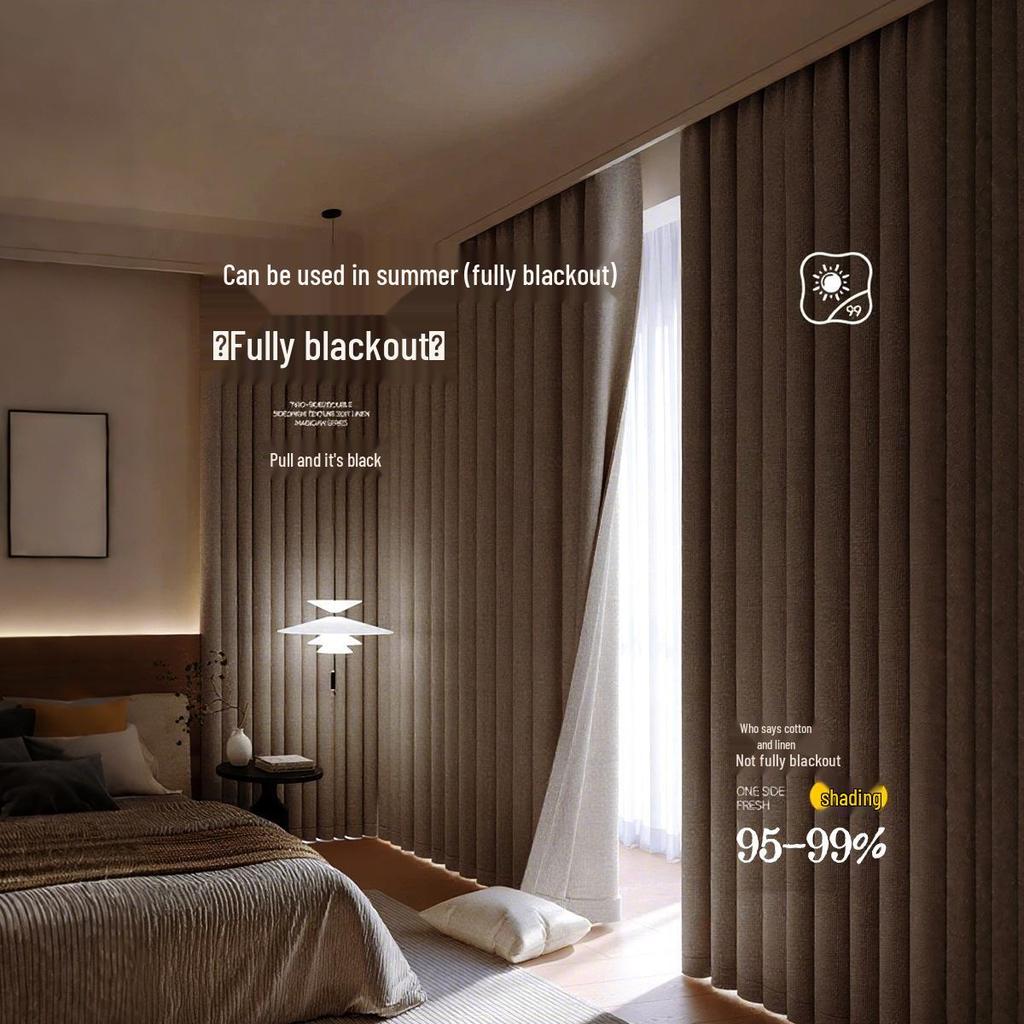 Double-Sided Full Blackout Modern Curtains for Living Room/Bedroom