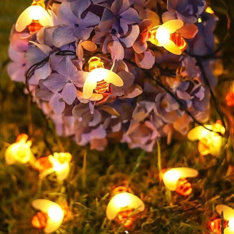 Led Bee String Simulation Light String 1.5-12m 8 Mode Outdoor Courtyard Garden Fence Party Christmas New Year Wedding Decoration