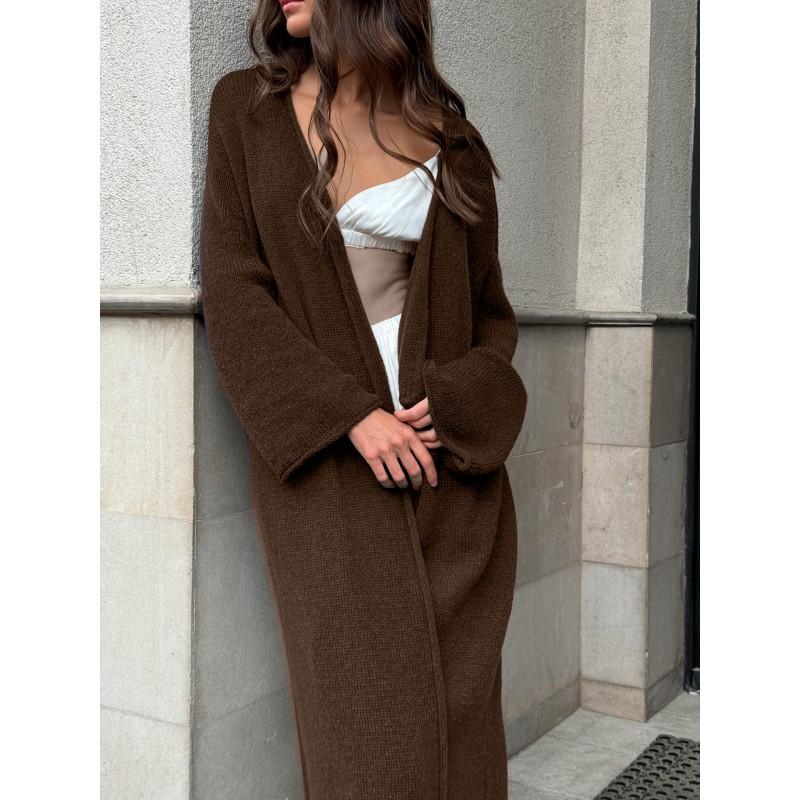 Womens Oversized Crochet Knit Cardigan With V-Neck Loose Fit Long Sleeve Lightweight Mohair Blend Open Front Sweater