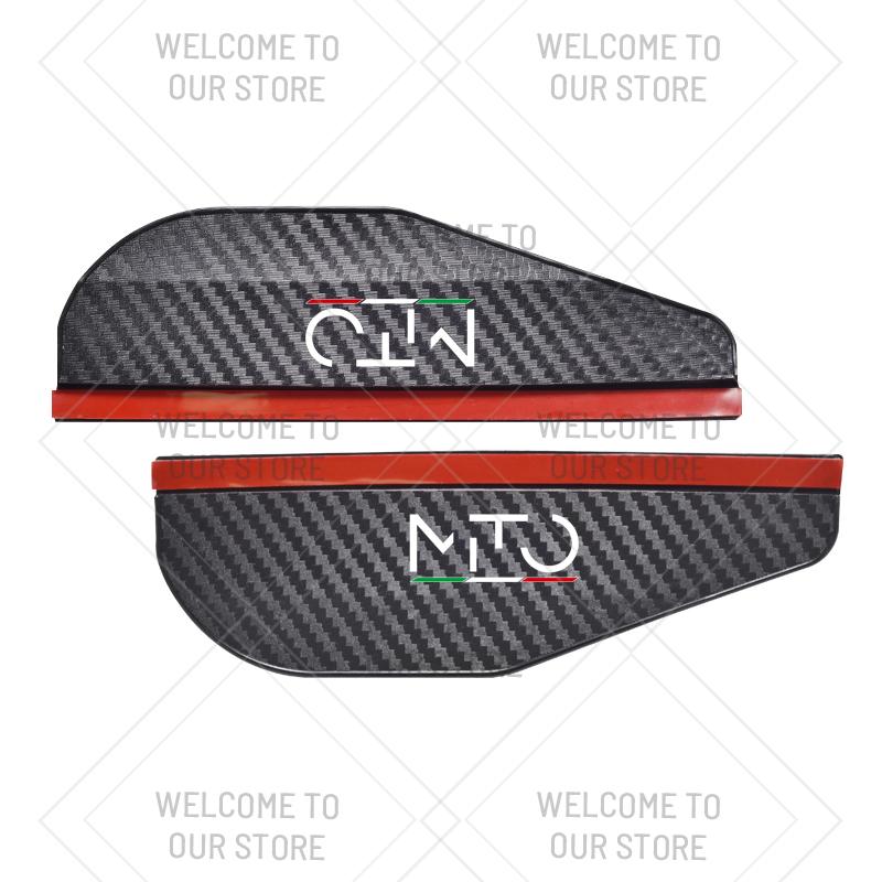 

2PCS For Stelvio Giulia Mito Giulietta Sportiva VELOCE Italian LOGO Car Rearview Mirror Rain Eyebrow Carbon Fiber Rain Shield