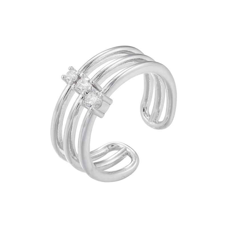 ZHUKOU 6 styles Cubic Zirconia women rings Brass exquisite opening rings 3 lines 4 lines Heart rings Jewelry VJ476