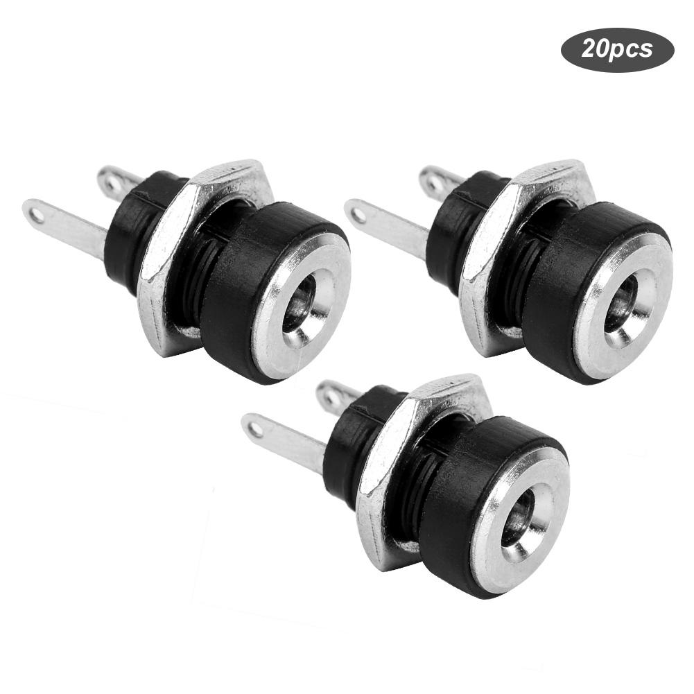 20Pcs DC?022B Power Supply Female Jack Socket Thread WNut Copper Panel Mount Connector