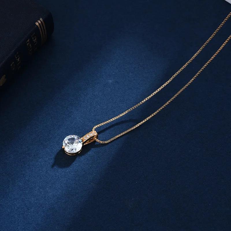 

925 Sterling Silver Geometric Drop Necklace Clavicle Chain Women Fashion Wedding Jewelry Shine Zircon Pendant Choker Neckace золотой