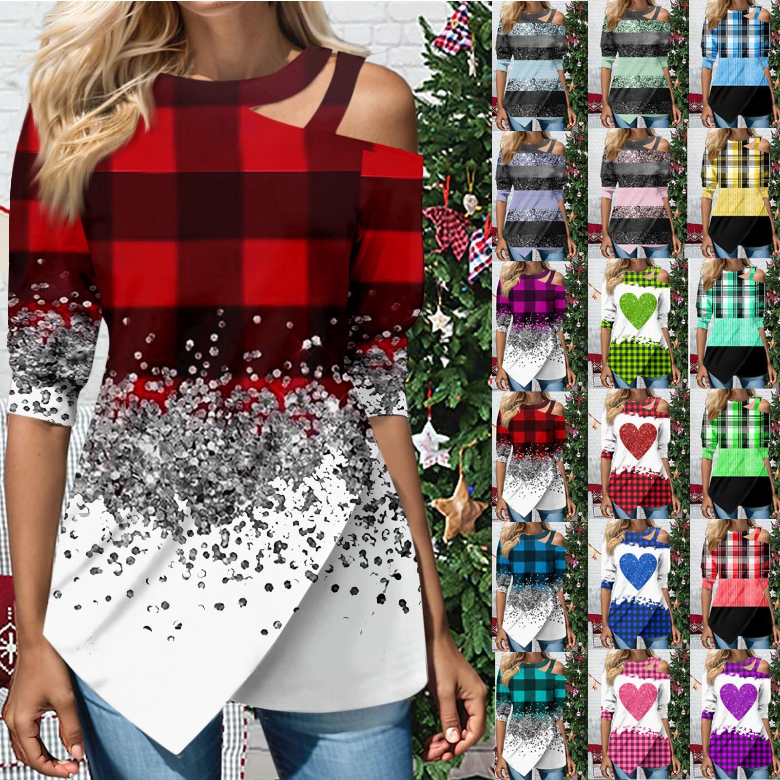 

Женская повседневная блузка с принтом, повседневный топ с асимметричным вырезом и длинными рукавами