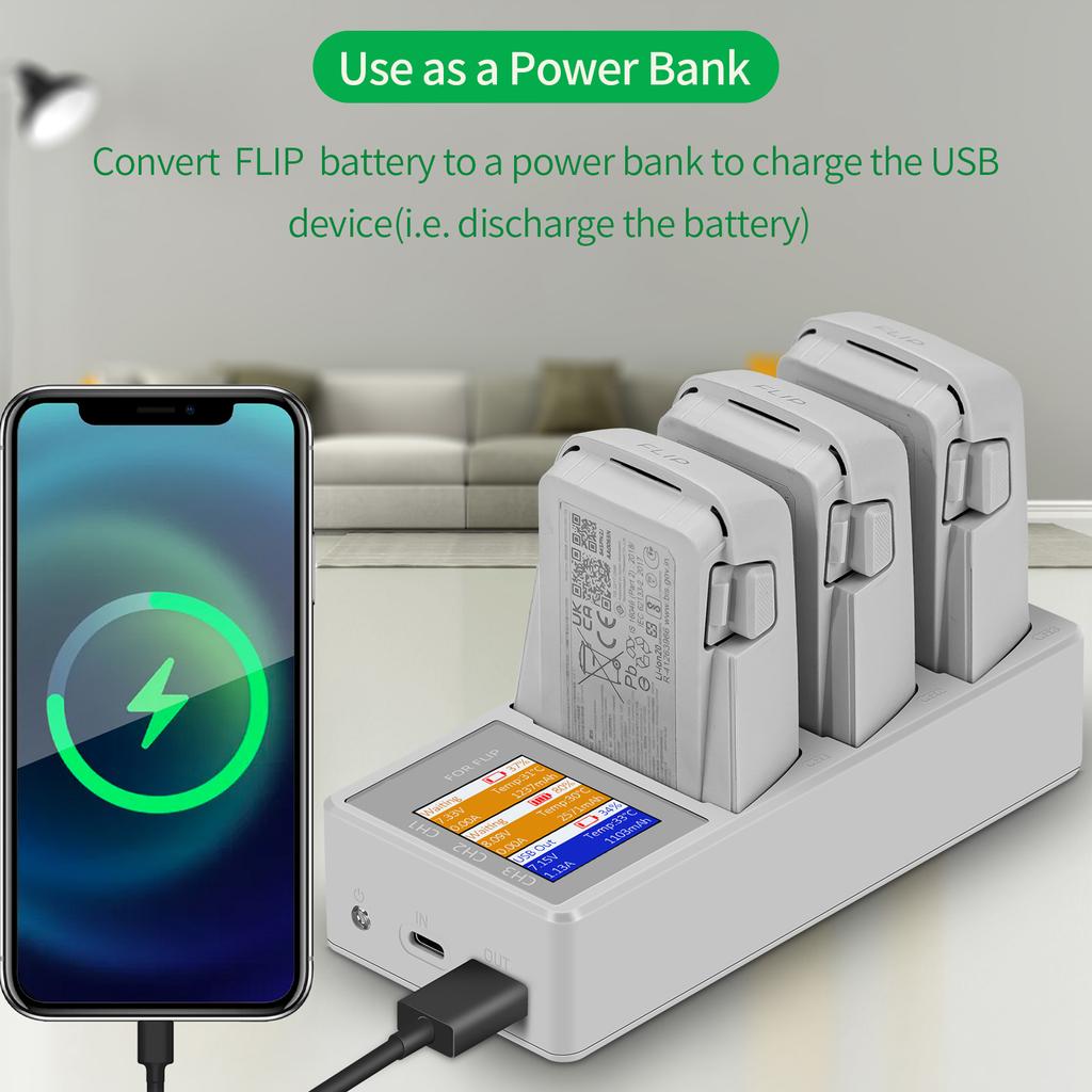 Battery 3 Way Charging Station Flight Battery for Flip Digital Display Charging Adapter Fast Charging Manager Accessories