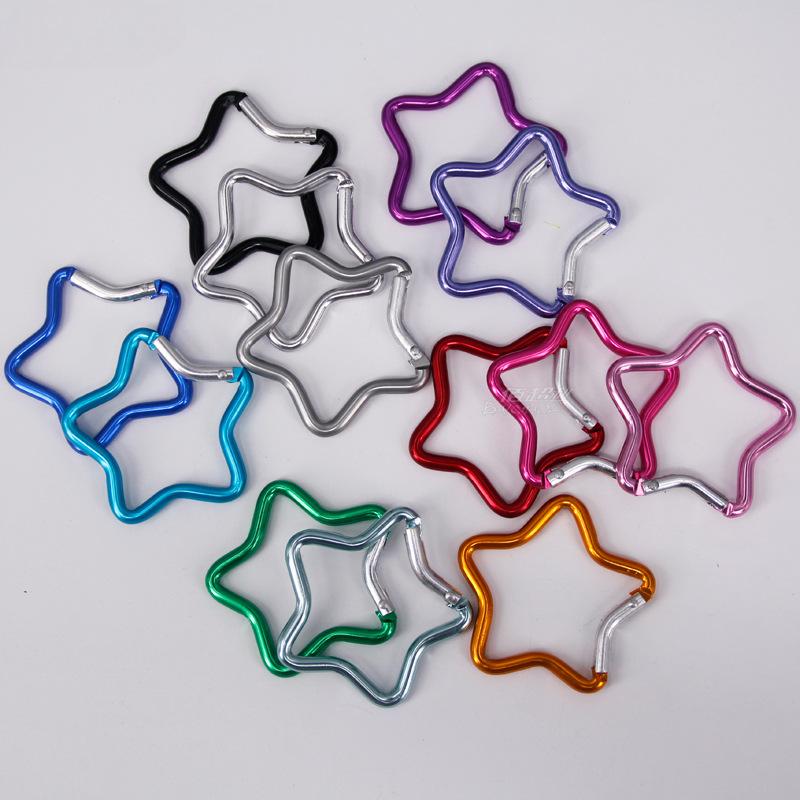 1/2/5PCS Outdoor Star Shaped Spring Locking Carabiner Clip Keychains for Backpack Camping Hiking Traveling Multicolour