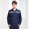 Summer Lightweight Polyester Cotton Reflective Workwear Set - Long Sleeve Protective Clothing for Construction and Workshop Use.