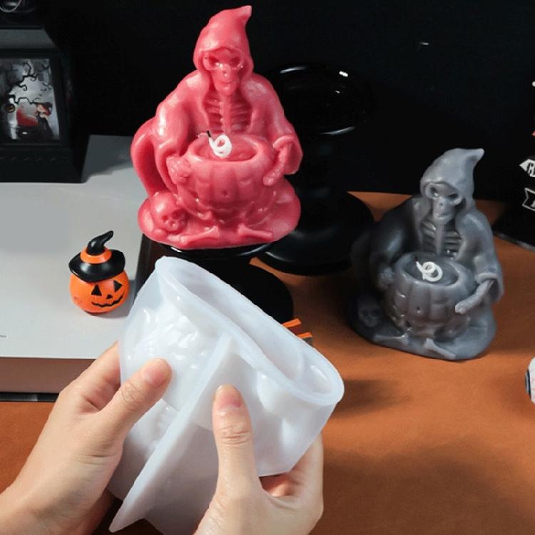 Halloween Silicone Ornament Mold Soap Making Mold Skull Shape Candle Mold Silicone Texture Suitable for Home Decorations