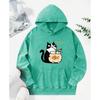 Cats Drinking Fish Soup Print Women Washed Hoody Fashion Cotton Hoodies Autumn Oversized Streetwear Multicolor Hoodie
