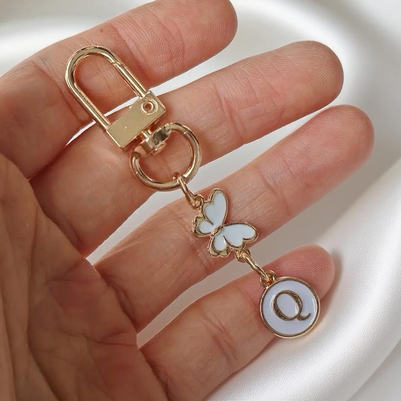 Metalowy Brelok z Literą Motyla A-Z 26 Liter Brelok Urok Uchwyt na Klucze Samochodowe Zawieszka do Torby Akcesoria Biżuteria Prezent