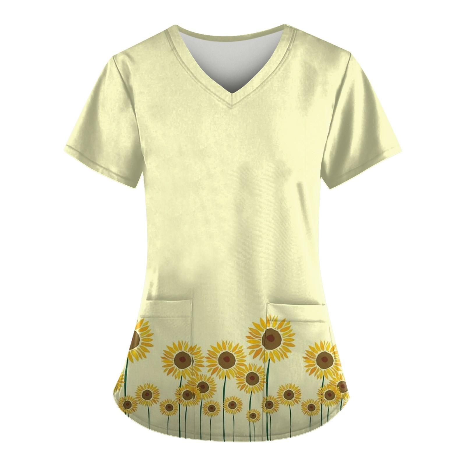 

2024 Жіночий костюм лікаря медсестри Мультяшний тваринний 3D-принт Кишеня V-подібний виріз Медичні скраби Топи Робочий одяг Футболка Комбінезони Уніформа XL