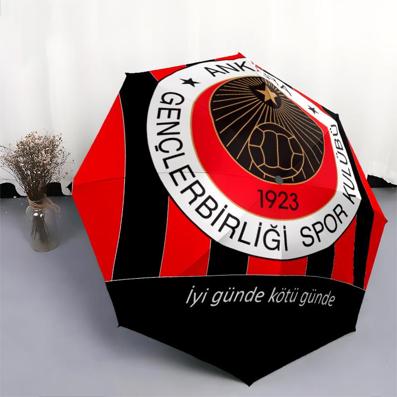 Gençlerbirliği SK  Pattern, Automatic Folding Umbrella, Portable and Foldable Design, 8 Ribs, a Christmas or Birthday Gift.