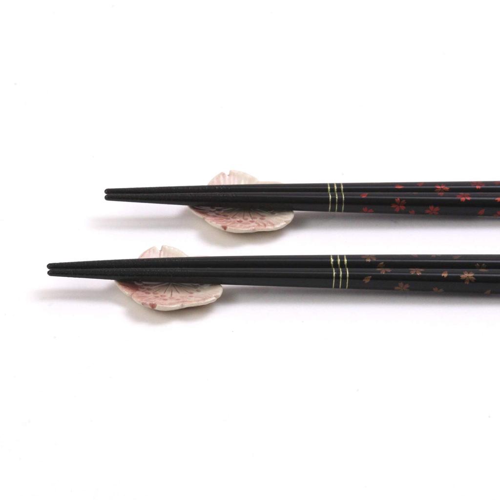 Chopsticks Dishwasher Safe Couple Chopsticks Natural Wood Pair Set 23cm 21cm Chopstick Rest Included Thick Yozakura Black Made In Japan S-86136