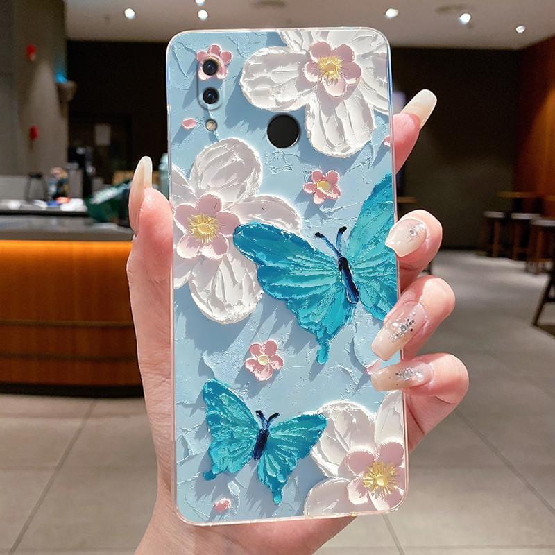 For Huawei Honor Play Case COR-L29 COR-L09 Clear Luxury Fashion Butterfly Flowers Soft TPU Silicone Cover Honor Play Phone Case