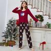Set Pijama Damă Toamnă Iarnă Set Lounge 2 Piese Top cu Mânecă Lungă și Pantaloni Set Pj-uri Largi Tematică Crăciun Veșminte de Noapte