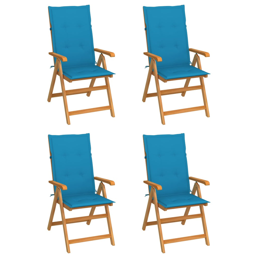Chaises de jardin lot de 4 avec coussins  Bois teck solide
