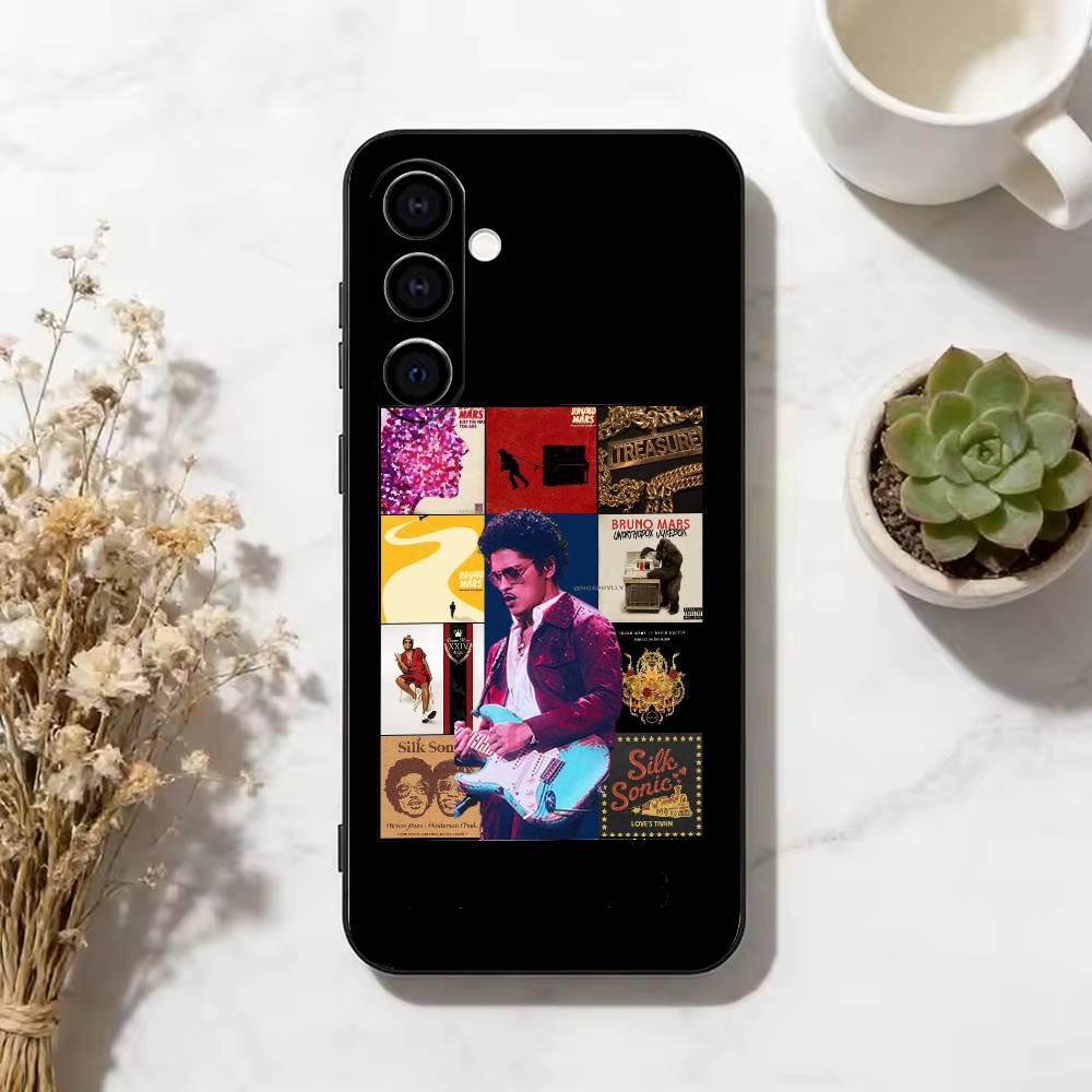 Hot Singer Brunos M-Mars Phone Case Black Silicone Soft For Samsung Galaxy A73,A72,A71,A70,A53,A52,A51