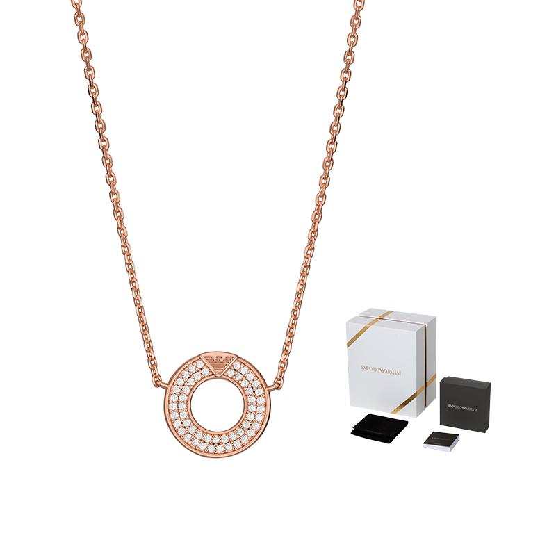 Emporio Armani Ferris Wheel Silver Round Pendant Necklace Women necklace Rose-Gold EG3588221 Basic Packaging-Box