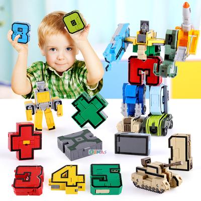 Assemble Robots Transformation Building Blocks Action Figure Car Model Deform Number Letters Alphabet Math Educational Toys