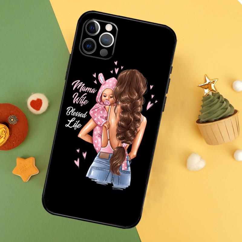 Beautiful Mother Daughter Son Case For iPhone 13 12 Mini 11 14 16 15 Pro Max 7 8 Plus X XR XS Max Back Cover
