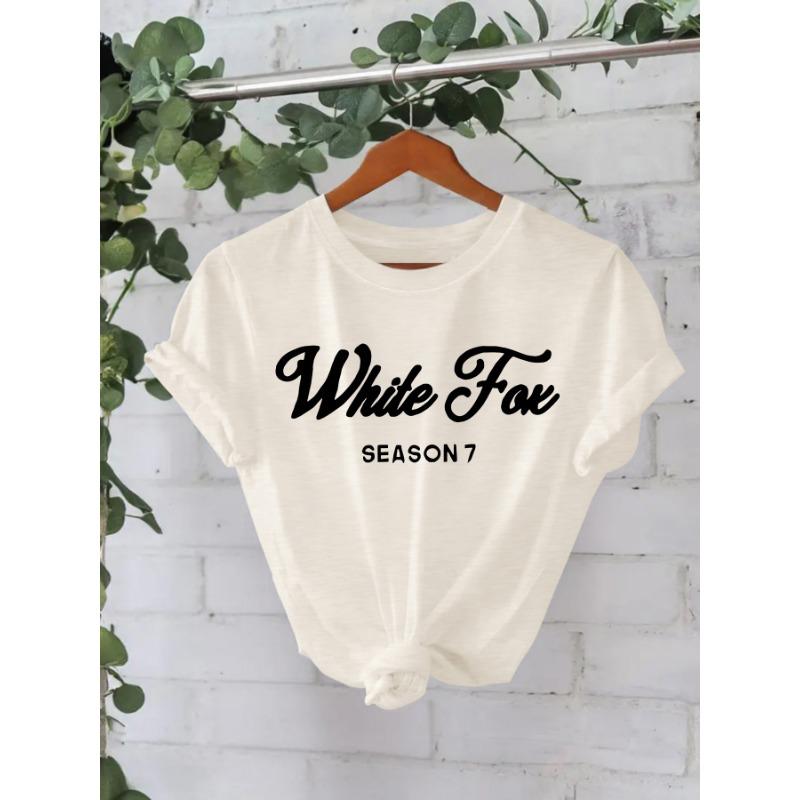 Ny Dam Slogan Tryckt Rundhalsad Lös Kortärmad Casual T-shirt