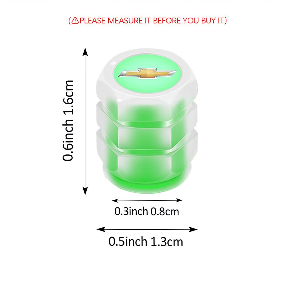 4Pcs Fluorescent Luminous Car Tire Valve Caps Accessories For Chevrolet Cruze Captiva Spark Malibu Sail Equinox Trax Impala Aveo UA9