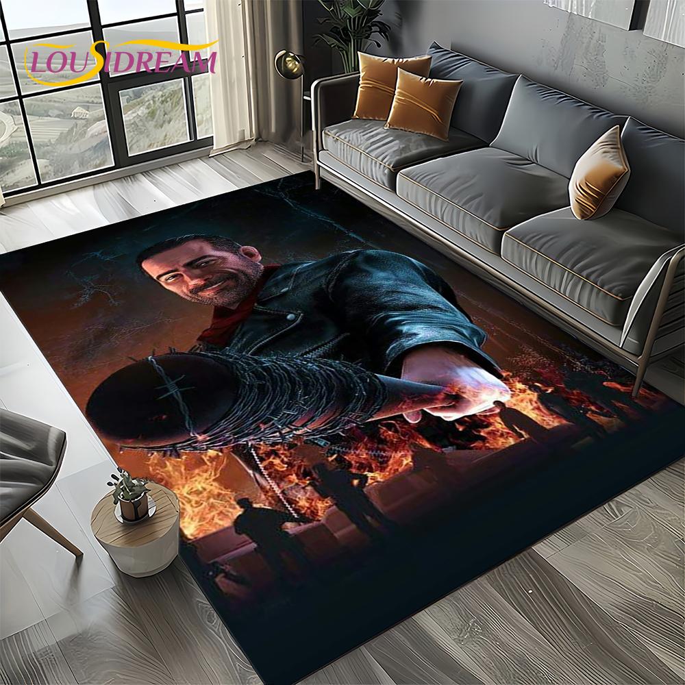 TWD Walking Dead Rick Daryl Horror TV Carpet Rug for Living Room Bedroom Home Sofa Decoration,Kids Area Rug Non-slip Floor Mat