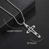Hollow Out Double Cross Pendant Necklace For Men Trendy Titanium Steel European And American  Student