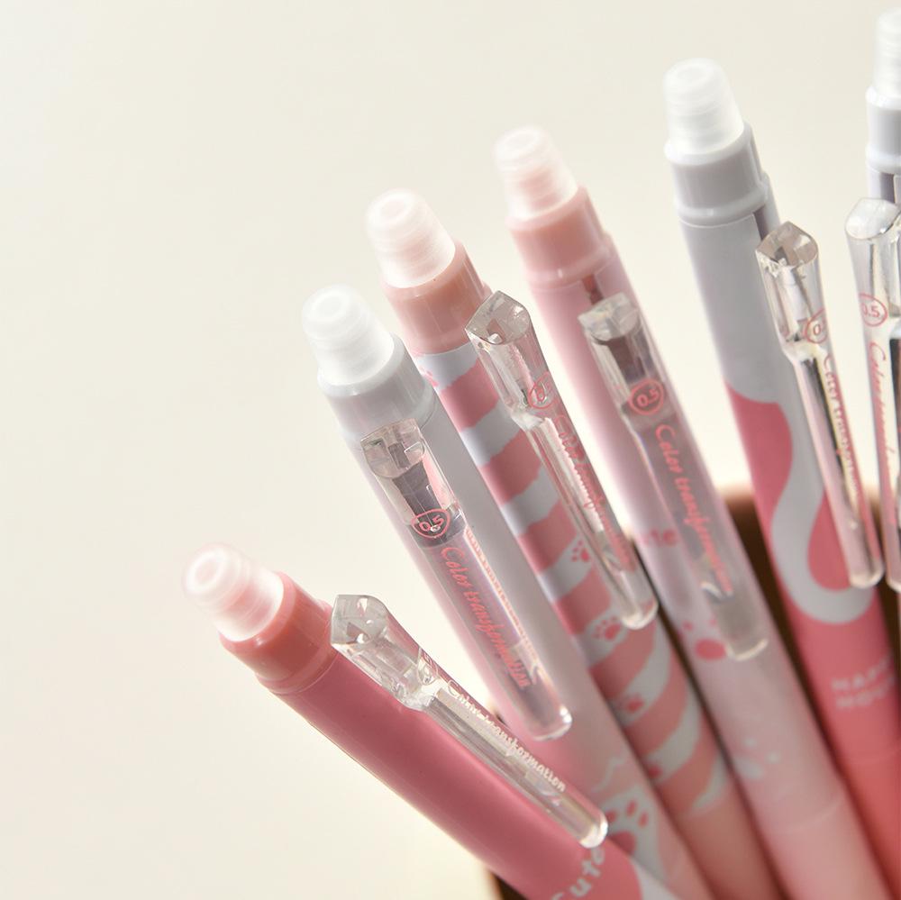Chenxi Cat Paw Push-Type Erasable Gel Pen 0.6mm - Color-Changing Drawing Pen.