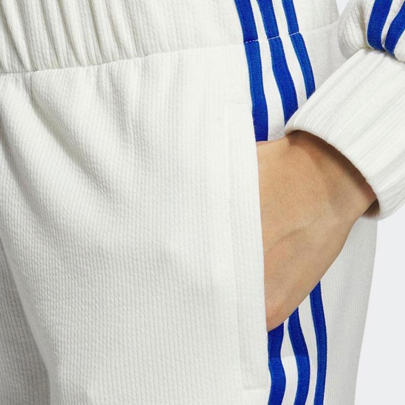 adidas Originals Women's Retro Loose Wide-Leg Side-Slit 3-Striped Casual Sports Pants White Blue IY7121