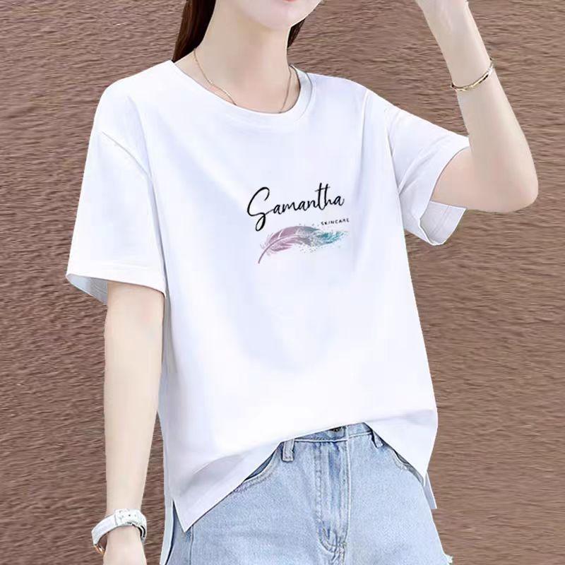 

Летняя женская футболка из чесаного хлопка с короткими рукавами 4XL