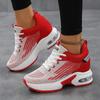 2025 straight hair spring and autumn new casual women's shoes flying woven breathable platform sports shoes non-slip comfortable inner height increa