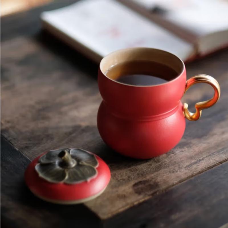 Wanqian Tang Ceramic Office Tea Mug with Lid