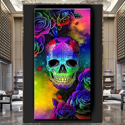 Rose Schädel Diamant Kunst 5D Diamant Malerei Halloween Porträt Kreuz Stich Kits Bohren Voll Stickerei Mosaik Bild Dekor S285