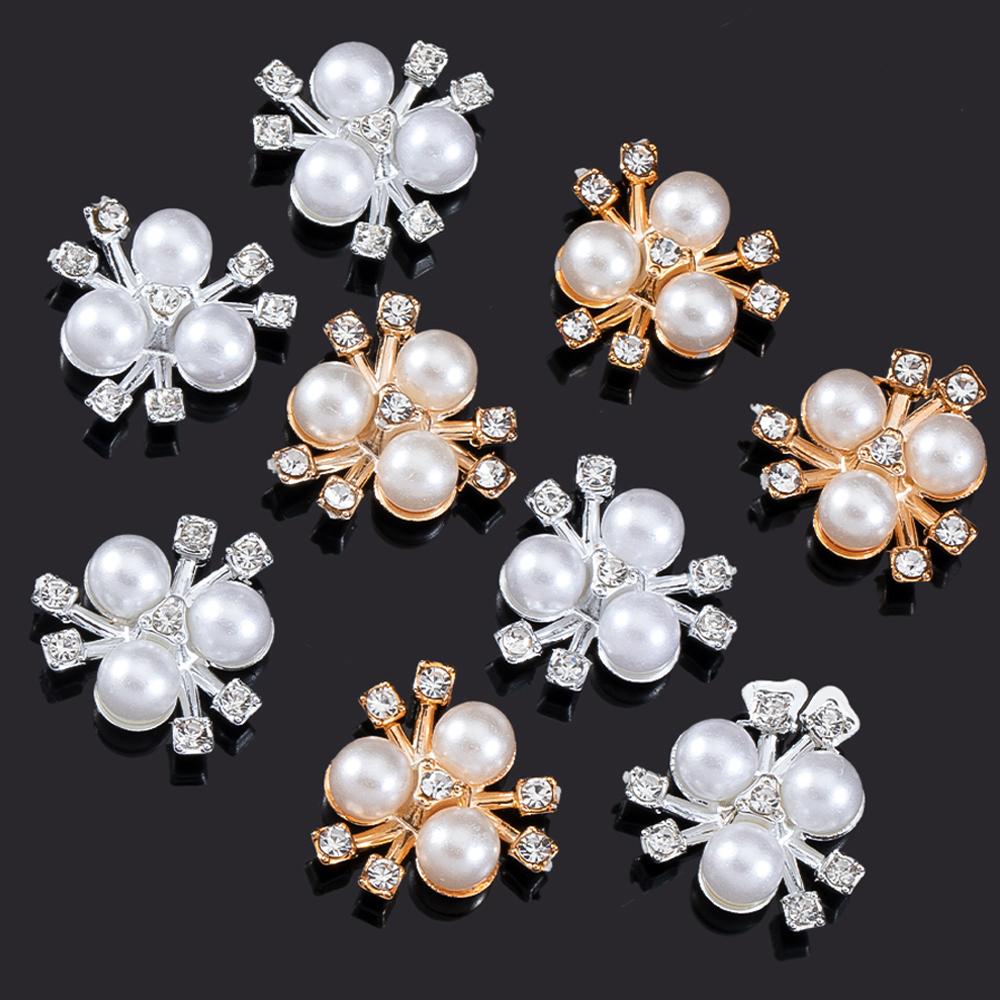 20pcs Imitation Pearl Flower Rhinestone Hair Clip Hairband Headdress Clothing Buckle Jewelry Making Accessories DIY Wholesale