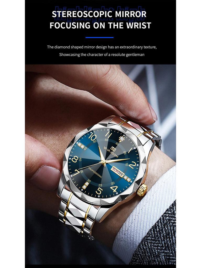 Wow Order Change Logo Men's Diamond-Cut Design Wristwatch