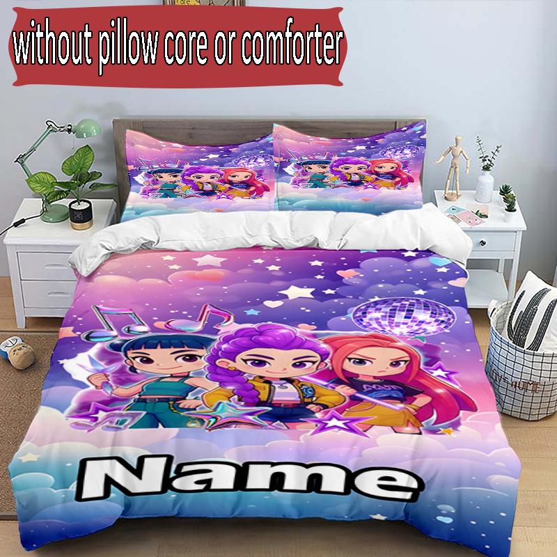 Set copripiumino 3 pezzi (1*Copripiumino + 2*Federe, Senza Nucleo), Set Biancheria da Letto Personalizzato con Nome KPop Cacciatori di Demoni, Decorazione Camera da Letto Casa Regalo