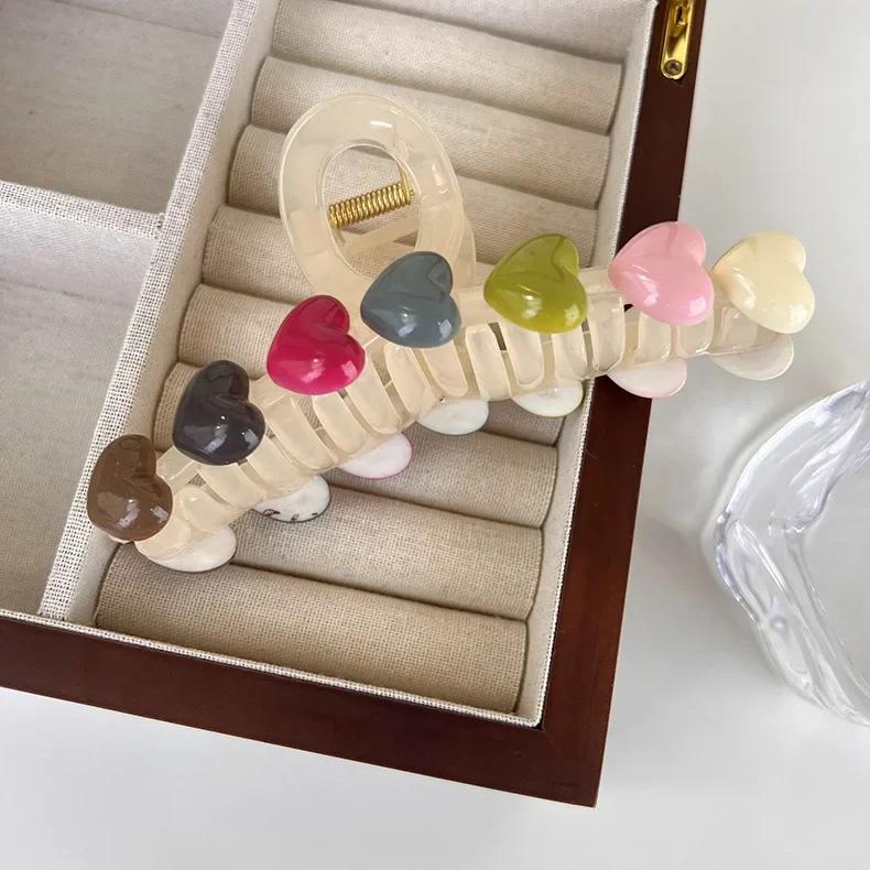Women Hair Claw Clip Acrylic Large Size Colorful Heart Cute Hair Clips Hairpins Crab Barrettes Fashion Hair Accessories Headwear