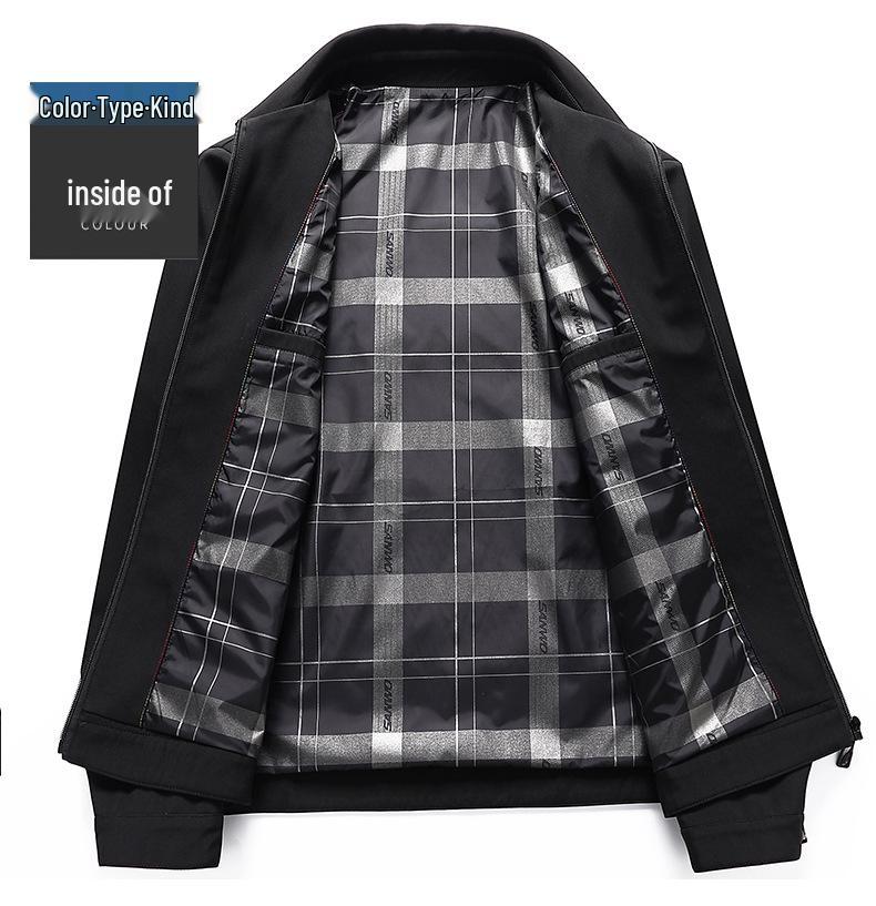 Men's Spring & Autumn Turn-Down Collar Jacket for Ages 40-80 - Stylish Business Suit for Mature Gentlemen