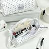 Cute White Polka Dot Pencil Case Stationery Bag Portable Large Capacity Pen Pouch Student School Stationery Storage Bag
