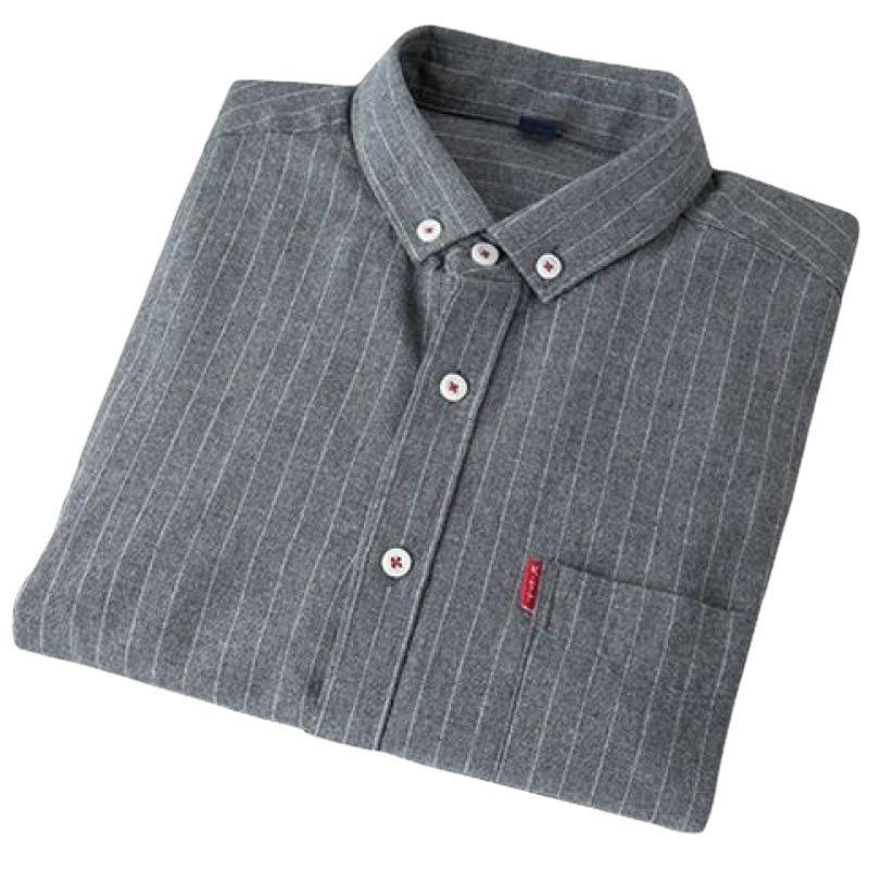 Hongxinjie Men's Casual Striped Long-Sleeve Shirt - Light Business Korean Style for Spring and Autumn