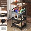 Movable Double Layer Coffee & Tea Table with Wheels and Storage Shelves for Living Room or Bedroom