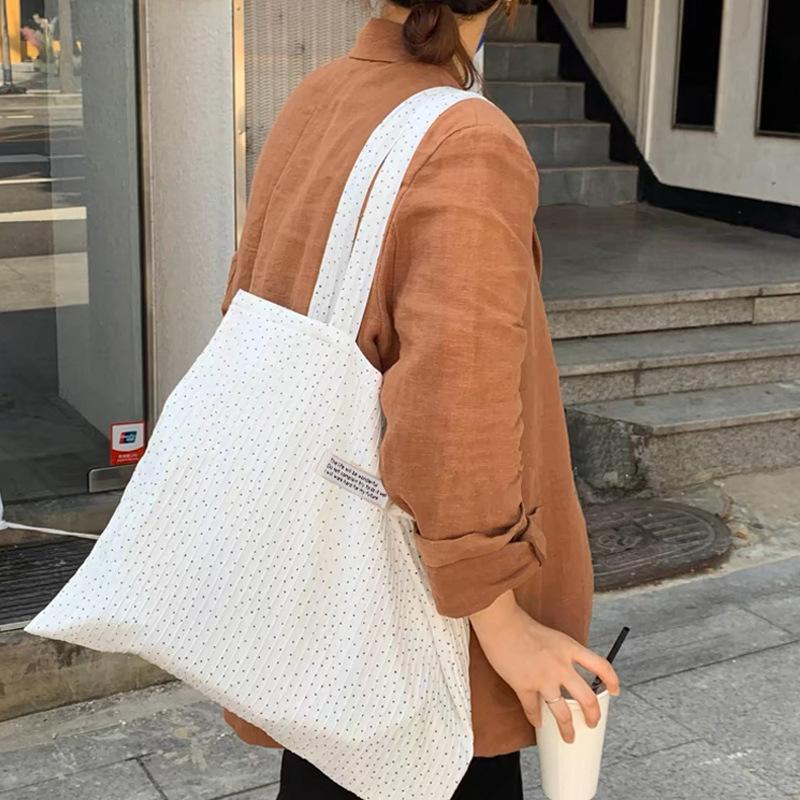 Polka Dot Print Ladies Underarm Handbag Casual Large Capacity Women Travel Shoulder Bag Sweet Striped Female Portable Tote Bags